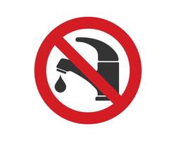Do Not Use Tap icon.Prohibited Drink Non Potable Water symbol. Danger Drink Red Stop Outline Symbol. No Allowed Toxic Liquid Sign. Forbidden Not Drinkable Water. illustration image. vector