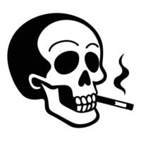 A skull with a cigarette in its mouth vector