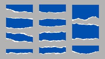 Blue and White Ripped Paper Pieces with Torn Edges vector
