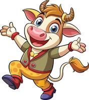 Cartoon cow dancing vector