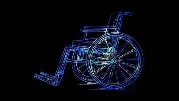 Neon frame effect, Crutch - Wheelchair Represents injury recovery or mobility aid on black background video