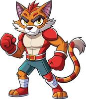 A cartoon cat in a boxing outfit vector