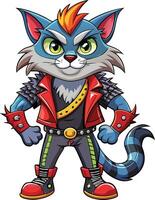 A cartoon cat wearing a red jacket and boots vector