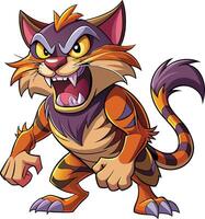 A cartoon cat with a big mouth and claws vector