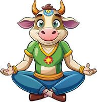 Cow in yoga pose vector