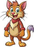 Cartoon cat with red scarf vector