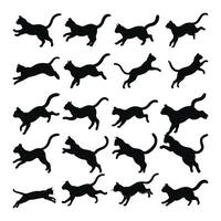 Cat silhouettes set of black cats jumping and running vector