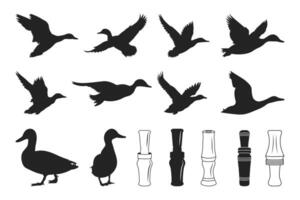 Flying Ducks Bundle, Mallard Silhouette File, Duck Hunting, Duck Call, vector