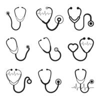 Simple stethoscope icon with heart shape. Health and medicine icons, Isolated illustration. nurse instrument icon Illustration isolated on white background vector
