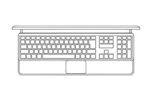 Keyboard Tray Office Furniture isolated continuous line art flat illustration on white background vector