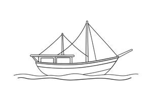 Dhow Transport isolated continuous line art flat illustration on white background. vector