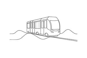 Personal Rapid Other Transport Types isolated continuous line art flat illustration on white background. vector