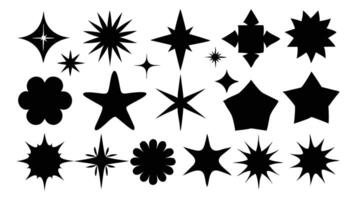 Star Shine or sparkle silhouettes set isolated flat illustration on white background vector