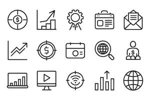 Containing business and marketing, traffic, , related editable icon set isolated flat illustration white background. vector