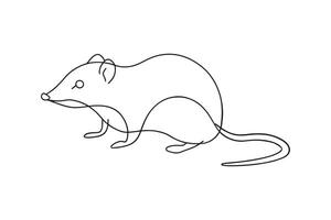 Shrew Animal continuous line art flat illustration on white background vector
