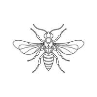 Hornet continuous line art flat illustration on white background. vector