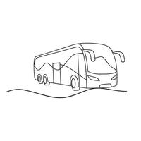 Tour Bus Other Transport Types isolated continuous line art flat illustra vector