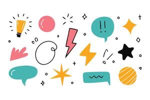 Hand drawn brush stroke, highlight, speech bubble, underline, sparkle element. illustration on white background vector