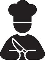 A black and white art image of chef icon vector
