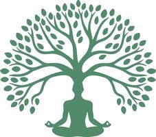 A silhouette of a person in a yoga tree pose vector
