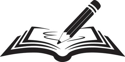 A logo with a pencil and a book vector