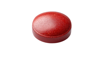 The vivid red tablet displays a shiny surface, set against a clear backdrop. png