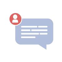 Messenger message icon. Message notification. Receiving online comment. Speech bubble. Flat design. Messaging, Internet communication, Social media concept. illustration isolated on white. vector