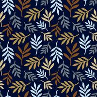 Artistic seamless pattern with abstract leaves and branches on a dark blue background. Trendy abstract pattern in nature colors. design for paper, textile, interior decor. vector