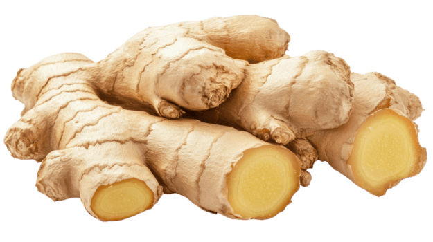 Ingwer Wurzeln Lüge zusammen, präsentieren ihr robust Außen und beschwingt Gelb Innenseiten. png