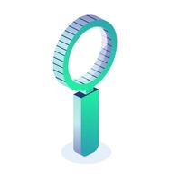 Magnifying glass isolated on white background. Isometric object. Loupe. Icon. vector