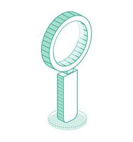 Magnifying glass isolated on white background. Isometric outline object. Loupe. Icon. vector