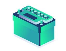 Car battery isolated on white background. Accumulator battery. Isometric object. vector