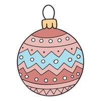 Doodle style Christmas ornament with zigzag and polka dot patterns vector