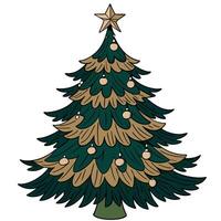 Elegant Christmas Tree with Ornaments and Star Topper in Classic Style vector