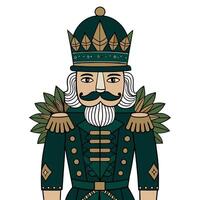 Classic nutcracker soldier in geometric style with green and gold accents vector