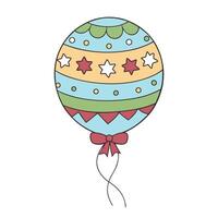 Decorative balloon with festive patterns and bow in pastel colors vector
