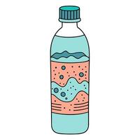 Surreal abstract water bottle illustration with colorful wave patterns vector