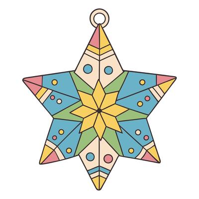 Geometric star illustration with colorful abstract pattern design