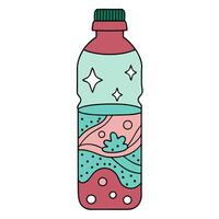 Whimsical water bottle illustration with abstract patterns and vibrant colors vector