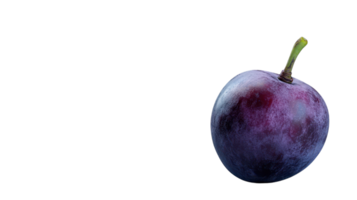 A glossy purple plum sits in a bright setting, showcasing its vibrant color and freshness. png