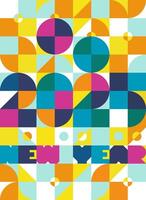 New Year banner with typography 2025 in Bauhaus style vector