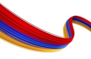 Flowing Ribbon of Armenian Flag in Abstract Brush Strokes vector
