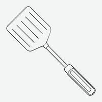 A barbecue spatula is shown in a line drawing vector