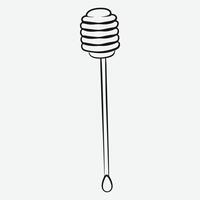 A stick with a honeycomb on it, black and white illustration vector