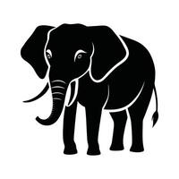 An elephant is shown in a black and white silhouette vector