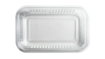 Clear rectangular disposable food container on transparent background ready for use in meal preparation or takeout service. png
