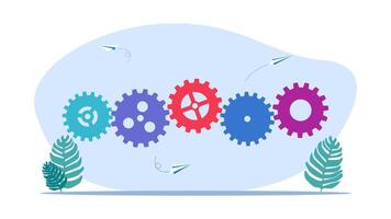 gears and gears with different colors on a blue background vector