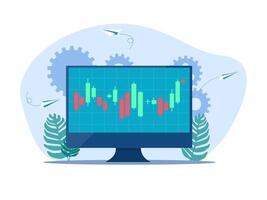 an illustration of a computer screen with a chart on it vector