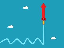 a rocket is flying up a hill with clouds in the background vector