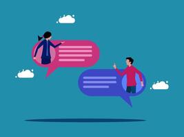 two people talking to each other in speech bubbles vector